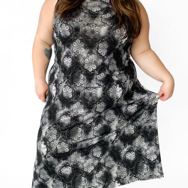 1990s Black & Gray Maxi Dress, sz. 4XL+