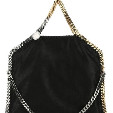 Stella Mccartney Women Black Shaggy Deer Falabella Fold Over Handbag