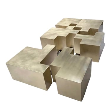 Contemporary “Pixel” Modular Brass Coffee Table In the Manner of Paul Evans 