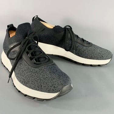 PRADA Size 11 Black Grey Ombre Nylon Stretch Sneakers