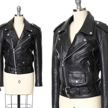 Vintage Motorcycle Jacket Retro 1970s Genuine Leather + Quilted