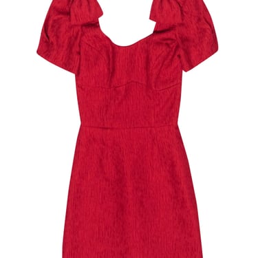 Rebecca Vallance - Red "Harlow Bow-Detailed Cloqué" Mini Dress Sz 2