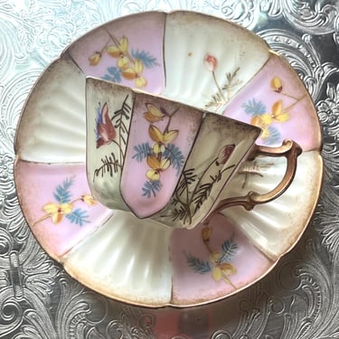 Antique French Porcelain Demitasse Cup and Saucer 