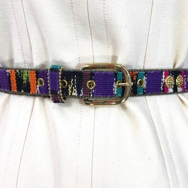 VINTAGE 90s Rainbow Woven Ikat Tapestry Belt by Capezio S/M 26