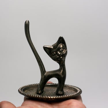 vintage cat ring holder silverplate made in Italy 