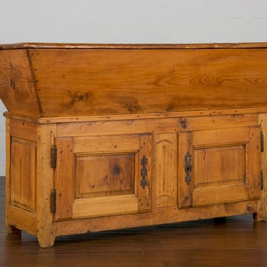 19th Century Country French Provincial Rustic European Pine Dough Bin Cabinet 