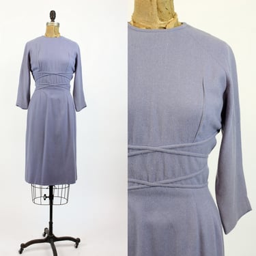 1950s PERIWINKLE wool wiggle dress small | new fall 