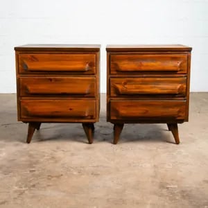 Mid Century Modern Nightstands Franklin Shockey End Side Tables 3 Drawer Pair