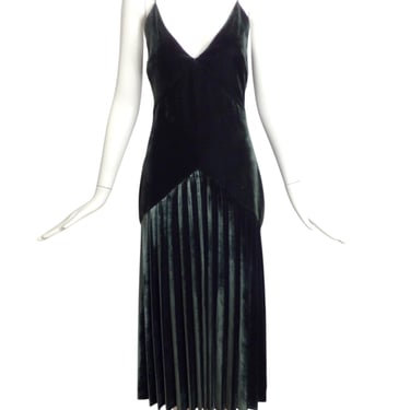 DION LEE- NWT Green Pleated Velvet Maxi Dress, Size 4