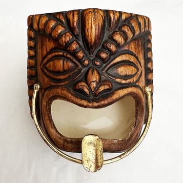 1960s TIKI ASHTRAY Hawaiian Totem Pole Head Vintage Treasure Craft Pottery Bowl Hawaii Souvenir 1950's Mid century Ceramic 
