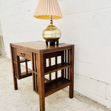Brass Round Urn Lamp with Pleated Shade