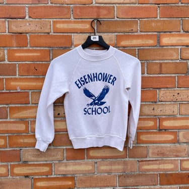vintage 80s kids white eisenhower school sweatshirt / m medium (10-12) 