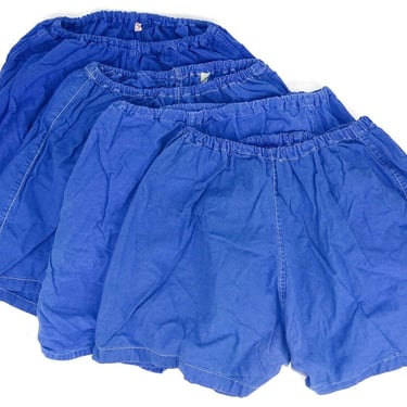 Vintage 26-32 Indigo Leisure Cotton Shorts | Waist Elastic Shorts | S-M-L 