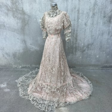 Fashion 1900s Wedding Dress Antique Edwardian Princess Duchess