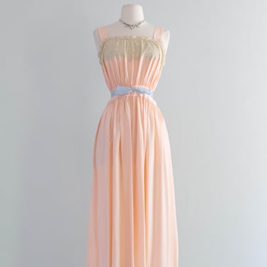 The Prettiest 1930's Rayon Night Gown Slip Dress / SM