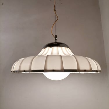 Vintage XL Meblo Ceiling Light / Rare Meblo Guzzini Pendant Light / White Acrylic Light/ Mcm Lightning / Big Hanging Light/ Italy/ 70s 