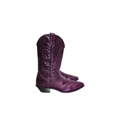 Acme 1980's Purple Leather Western Cowboy Boots I Sz 9.5" I Distressed 