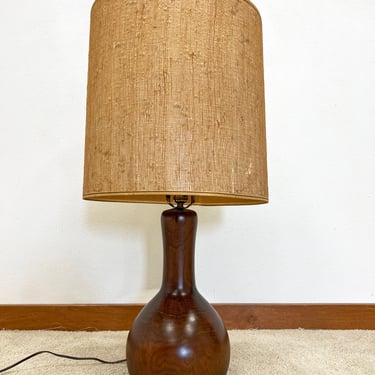 vintage mid century turned wood large sculptural table lamp 