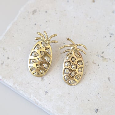 Vintage gold pineapple earrings 