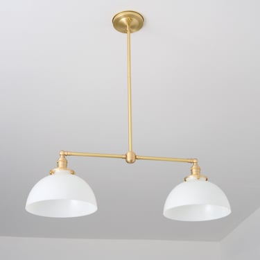 Milk Glass Dome - Chandelier Lighting - Kitchen Fixture - Dining Room Pendant 