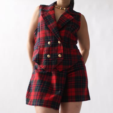 Vintage Plaid Vest/Skort Set - W25