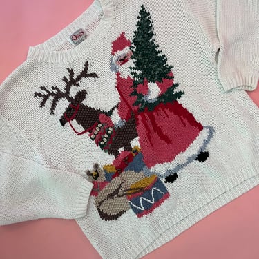 VTG 90s Orvis Santa Novelty Holiday Sweater 