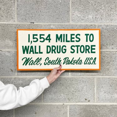 Vintage Sign Retro 1970s Wall Drug Store + Wall + South Dakota + Roadside Attraction + Size 24X12 + Orange + Cream + Green + Wall Decor 