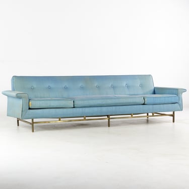 Ben Seibel for Stand Built Furniture Mid Century Brass Base Sofa - mcm 