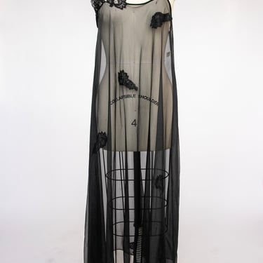 1960s Nightgown Nylon Chiffon Lingerie Sheer Slip S 