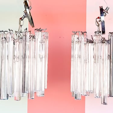 Pair of Murano Prism Glass Chandeliers