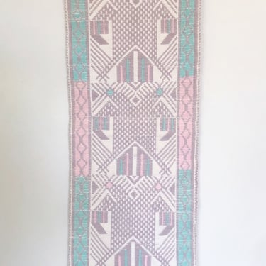 Vintage Woven Kilim Pink and Blue Runner 