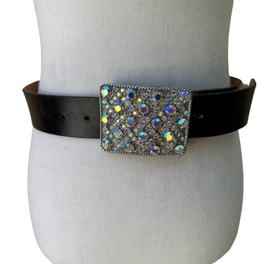 Morgan Vintage Y2K Glam Black Leather Belt | Shop Lisa  display picture 1