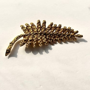 Vintage Golden Leaf Brooch, Golden Leaf Pin, Botanical Brooch, Vintage Pin, Fern Leaf Pin, Fern Leaf Brooch, Vintage Fern Brooch 