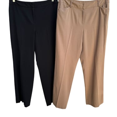 Style &amp; Co Womens Black Tan Straight-Leg Slash Pocket Minimalist Dress Pants 12P