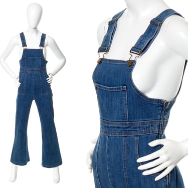 Vintage Style Overalls | 70s 1970s Style STONED IMMACULATE Denim Bibs Pants Boho Jumpsuit (small/medium) 