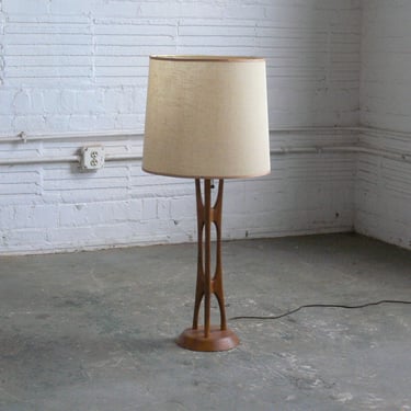 Modeline Attributed Walnut Sculpted Table Lamp 