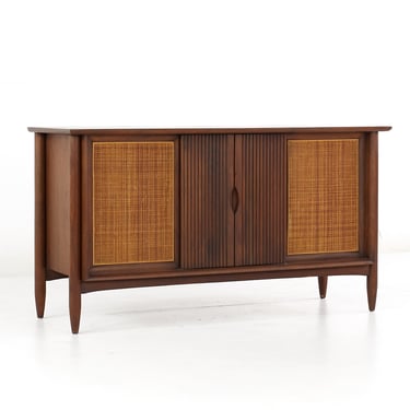 Mid CenturyWalnut and Cane Stereo Console - mcm 