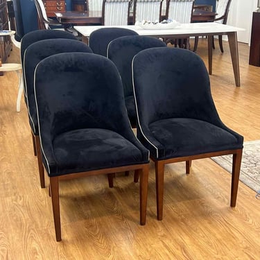 Set of 6 Navy Sherrill Furniture Dining Chairs