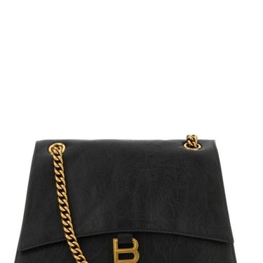 Balenciaga Women Black Leather Crush M Shoulder Bag