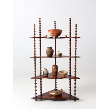 antique folk art spool corner shelf 