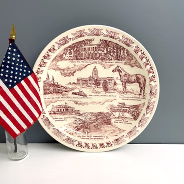 Kentucky state souvenir plate - Vernon Kilns - 1960s vintage 