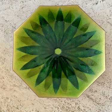 Vintage Enamel on Copper Small Octagonal Plate  by Annemarie Davidson- Mid-Century Modern 