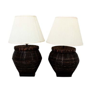 Pair of basket lamps