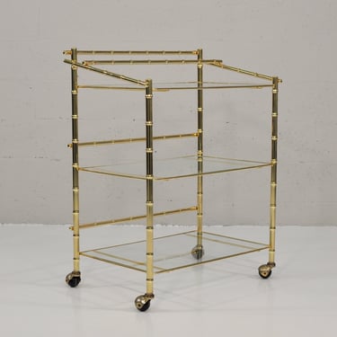 Three-Tiered Brass Bamboo Bar Cart 