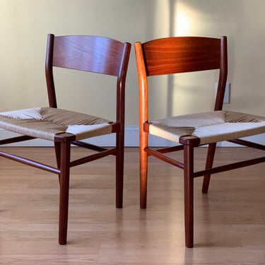 TWO Borge Mogensen Danish Dining Chairs in Teak and new Danish Paper Cord 