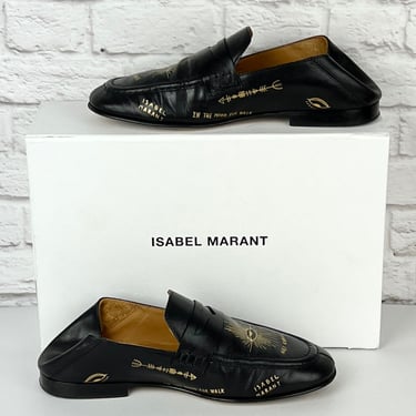 Isabel Marant Fezzy Print Convertible Loafer , Size 37, Black/Gold