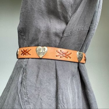 Vintage Brown Leather Cowgirl Western Hippie Belt 