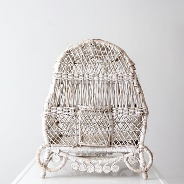 vintage white wicker bird cage 