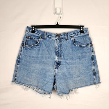 Vintage 90s High Rise Denim Shorts, Size 35 Waist 