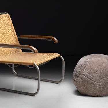 Marcel Breuer Armchair / Large Shearling Pouf